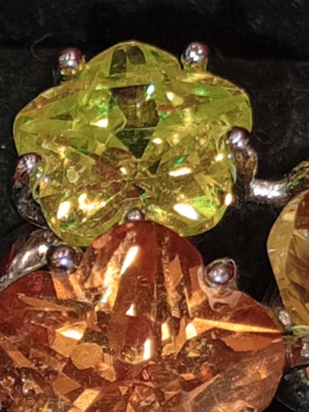 Park Lane Orange, Yellow & Green Crystal Flower Ring - Picture 11 of 14